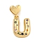 Brass Micro Pave Colorful Cubic Zirconia Pendants, Heart Letter Charms, Real 18K Gold Plated, Letter U, 30mm, Hole: 6x3mm, pendant: 20.5x16x4mm
