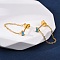Real 18K Gold Plated 925 Sterling Silver Chains Front Back Stud Earrings, with Rectangle Cubic Zirconia, Sky Blue, 48x4mm