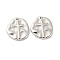 Non-Tarnish 304 Stainless Steel Pendants, Irregular Flat Round with Cross Charm, Stainless Steel Color, 19.5x18x3mm, Hole: 1mm