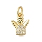 Rack Plating Brass Micro Pave Cubic Zirconia Pendants, Long-Lasting Plated, Lead Free & Cadmium Free, Angel Charms, with Jump Ring, Real 18K Gold Plated, 11x8.5x2mm, Hole: 3mm