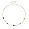 Cubic Zirconia Classic Tennis Necklace with Flower Links, Golden Brass Jewelry for Women, Dark Blue, 14.37 inch(36.5cm)