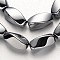 Electroplate Non-magnetic Synthetic Hematite Beads Strands, Twisted Oval, Silver Plated, 20x10mm, Hole: 1mm, about 20pcs/strand, 15.7 inch