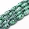 Baking Painted Glass Beads Strands, Swirl Glass Beads, Oval, Medium Aquamarine, 22x10~10.5mm, Hole: 1.5~2.5mm, about 35~37pcs/strand, 30.31 inch(77cm)