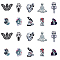 20Pcs 10 Style Printed Acrylic Pendants, Skull & Skullgirls with Flower, Mixed Color, 30.5~55x25.3~28x2.5mm, Hole: 1.8mm, 2pcs/style