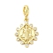 Brass Micro Pave Cubic Zirconia European Dangle Charms, Saint Benedict, Large Hole Pendants, Cadmium Free & Lead Free, Real 16K Gold Plated, Size: about 28.5mm long, Hole: 4.2mm