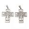 Non-Tarnish 201 Stainless Steel Pendants, Laser Cut, Cross with Tree of Life Charm, Stainless Steel Color, 34x26x1mm, Hole: 7x3.5mm