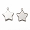 Non-Tarnish 304 Stainless Steel Pendant Cabochon Settings, Plain Edge Bezel Cups, Star, Stainless Steel Color, Tray: 19x16mm, 23x20x1.5mm, Hole: 2.5mm 