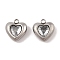 304 Stainless Steel Micro Pave Cubic Zirconia Charms, Platinum, Heart, Clear, 10.5x10x5mm, Hole: 1.4mm
