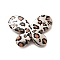 Electroplate & Spay Painted Acrylic Beads, Butterfly with Leopard Print Pattern, Silver, 21.5x29x5.5mm, Hole: 2mm
