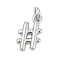 Brass Pendants, Hashtag Charms, Long-Lasting Plated, Rack Plating, Lead Free & Cadmium Free, with Jump Ring, Platinum, 14x8.5x2mm, Hole: 3.5mm
