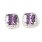Brass Micro Pave Cubic Zirconia Beads, Cadmium Free & Nickel Free & Lead Free, Square, 925 Sterling Silver Plated, Blue Violet, 11x11x7mm, Hole: 2mm