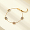 304 Stainless Steel Micro Pave Cubic Zircon Eye Link Chain Bracelet, Golden, 6-1/4 inch(16cm)