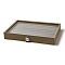 8-slot Wooden Ring Presentation Boxes, Glass Window Ring Display Case with Velvet Inside, Rectangle, BurlyWood, 34.8x24.8x5cm