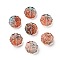 Spray Painted Transparent Glass Beads, Flower Charm, Sandy Brown, 15x15x6mm, Hole: 1.2mm