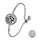 Essential Oil Diffuser Bracelet, AlloyTree of Life Locket Link Slider Bracelet with Crystal Rhinestone for Women, Platinum, Green, 9-1/2 inch(24cm)