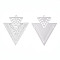Rack Plating Brass Filigree Pendants, Long-Lasting Plated, Triangle, Nickel Free, Platinum, 40x32.5x0.4mm, Hole: 1.5mm