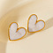 Fashionable 304 Stainless Steel Heart Stud Earrings, Golden, 18x18mm