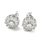 Brass Micro Pave Cubic Zirconia Ear Studs, Flat Round, Platinum, 11mm