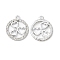 Rack Plating Alloy Crystal Rhinestone Pendants, Ring with Heart Charms, Platinum, 22.5x19x2mm, Hole: 2mm
