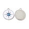 Alloy Pendants, with Enamel, Flat Round with Sun Charm, Platinum, White, 24x20.5x2mm, Hole: 2.3mm