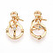 Brass Micro Pave Cubic Zirconia Peg Bails Pendants, for Half Drilled Beads, Cadmium Free & Nickel Free & Lead Free, Real 18K Gold Plated, 18x10mm, bail: 6.5x3mm, Hole: 6.5mm, Pin: 0.8mm