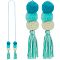 Polyester Tassel Pendant Decoration, Aquamarine, 255mm
