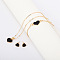 Heart Alloy Enamel Link Bracelets & Stud Earrings & Pendant Necklaces for Women, Black, 420mm