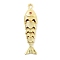 Fish Rack Plating Brass Micro Pave Cubic Zirconia Pendants, Lead Free & Cadmium Free, Long-Lasting Plated,, Golden, 40x10x7.5mm, Hole: 3.5x1.8mm