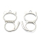 Alloy Pendants, Hollow Cat with Rhinestone, Platinum, 28x19.5x2.5mm, Hole: 1.8mm