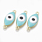 Alloy Links connectors, with Enamel, Evil Eye, Light Gold, Dark Turquoise, 25x10.5x4mm, Hole: 1.8mm