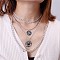 Alloy Disc Pendant Multi Layered Necklaces for Women, Platinum, 13.78 inch(35cm)