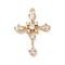 Brass Micro Pave Cubic Zirconia Pendants, Cross, 27.5x19.5x3mm, Hole: 1.2mm