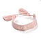 Word Love Polycotton(Polyester Cotton) Braided Bracelet with Tassel Charm, Flat Adjustable Wide Wristband for Couple, Pink, Inner Diameter: 2~3-1/8 inch(5~8cm)