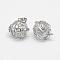Brass Cage Pendants, For Chime Ball Pendant Necklaces Making, Cadmium Free & Nickel Free & Lead Free, Real Platinum Plated, Round with Rose, Hollow, 24x23.5x19mm, Hole: 4.5mm, Inner Diameter: 16mm
