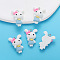 Resin Pendants, Rabbit, with Platinum Tone Loop, White, 26.5x19.5mm