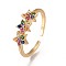 Brass Micro Pave Cubic Zirconia Finger Rings, Star, Golden, Size 6, 16mm