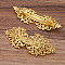 Brass Filigree Hair Barrette, Hollow out, with Iron Findings, Long-Lasting Plated, Flower, Golden, 94x34mm