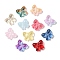 Transparent Spray Paint Glass Beads, Bowknot, Mixed Color, 15.5x17.5x7.5mm, Hole: 1.4mm
