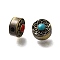 Brass Beads, with Enamel, Cadmium Free & Lead Free, Rack Plating,  Long-Lasting Plated, Flat Round, Antique Golden, 10x8mm, Hole: 2mm