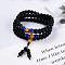 3-Loop Wrap Style Buddhist Jewelry, Natural Agate Mala Bead Bracelets, Stretch Bracelets, Round, 26.38 inch(67cm)
