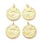 Brass Pendants, with Jump Ring, Long-Lasting Plated, Flat Round with Evil Eye, Real 18K Gold Plated, 22.5x20x2mm, Jump Ring: 5x1mm, 3mm Inner Diameter