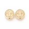 Brass Beads, Long-Lasting Plated, Flat Round with Cssml Ndsmd Cross God Father Religious Christianity, Real 18K Gold Plated, 10x3mm, Hole: 1.2mm
