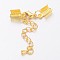 Brass Chain Extender, with Clasp & Clip Ends Set, Lobster Claw Clasp and Cord Crimp, Nickel Free, Golden, Chain: 50x3.5mm, Hole: 1.5mm, Clasp: 12x7.5x3mm, Cord Crimp: 13x5mm