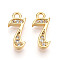 Brass Micro Pave Cubic Zirconia Charms, Number 7, Real 18K Gold Plated, 13~14x4.5~8x2mm, Hole: 1.5mm