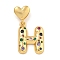 Brass Micro Pave Colorful Cubic Zirconia Pendants, Heart Letter Charms, Real 18K Gold Plated, Letter H, 30.5mm, Hole: 6x3mm, pendant: 21x16.5x4mm