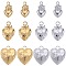 12Pcs 6 Styles Ion Plating(IP) 304 Stainless Steel Charms, Heart Charm, Golden & Stainless Steel Color, 14~17x8~14x2~2.5mm, Hole: 1~2.5mm, 2pcs/style