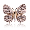 Shiny Alloy Rhinestone Brooch Pins for Women Girl, Butterfly, Crystal, 38x45mm