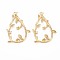 Brass Micro Pave Clear Cubic Zirconia Pendants, Nickel Free, Teardrop with Leaf, Real 18K Gold Plated, 31x22.5x3mm, Hole: 1mm