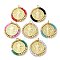 Rack Plating Brass Pendants, with Glass & Plastic Imitation Pearls, Cadmium Free & Lead Free, Long-Lasting Plated, Flat Round with Saint Benedict, Real 18K Gold Plated, 25.5x3mm, Hole: 4.3mm