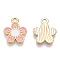 Alloy Enamel Pendants, Cadmium Free & Lead Free, Sakura, Light Gold, Pink, 16x13x2mm, Hole: 1.8mm